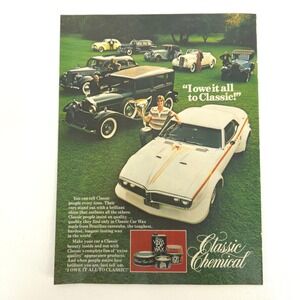 Vintage Pontiac Firebird Print Ad 1978 Classic Chemical Mancave Car Show Display
